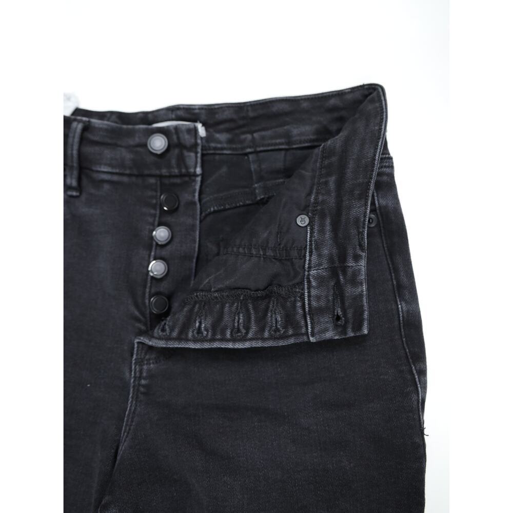 Good American Washed Black High Rise Button Fly Flare Jeans Raw Hem Size 6/28 - Picture 6 of 16